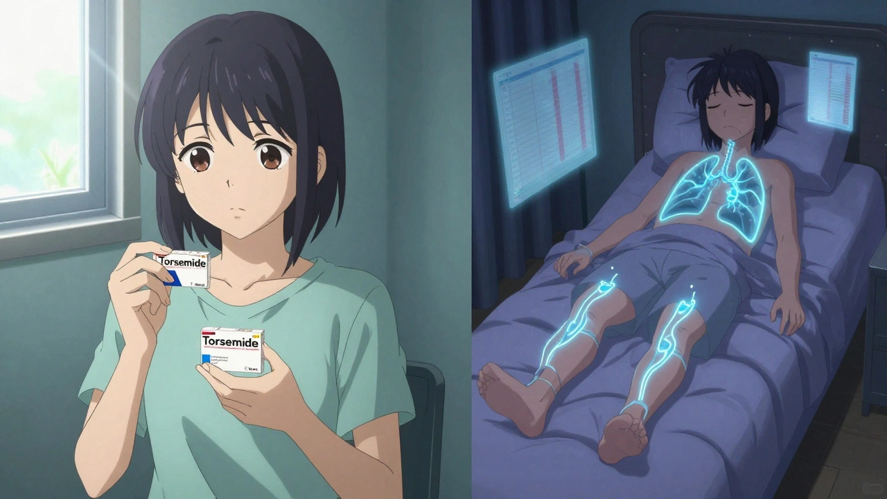 Patient taking diuretics in morning and sleeping peacefully at night with fluid drainage.